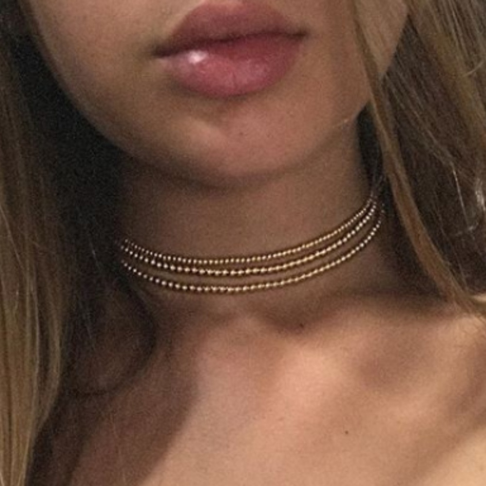 14k Gold Stackable Beaded Choker Small